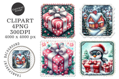 Christmas Postage Stamps Clipart Product Image 1