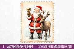 Christmas Postage Stamps Sublimation Clipart, Product Image 1