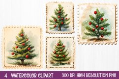 Christmas Postage Stamps Sublimation Clipart, Product Image 1