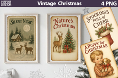 Vintage Christmas Poster | Retro Christmas Label Sublimation Product Image 1