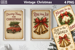 Vintage Christmas Poster | Retro Christmas Label Sublimation Product Image 1