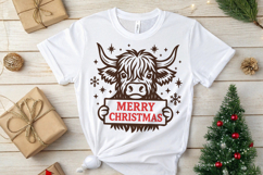 Christmas Highland Cow SVG | Merry Christmas Sign Design Product Image 3