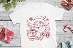 Santa Coffee SVG Files | Merry &amp; Bright Christmas Line Art Product Image 3