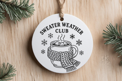 Sweater Weather Club SVG | Cozy Cocoa Mug Line Art Product Image 2