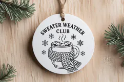 Sweater Weather Club SVG | Cozy Cocoa Mug Line Art Product Image 2