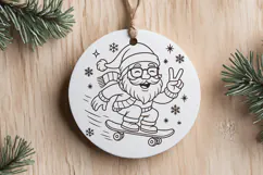 Skater Santa SVG File | Christmas Skateboard Line Art Design Product Image 2