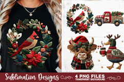 Preppy Rustic Christmas Patchwork Sublimation Designs Product Image 1