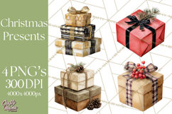Christmas Presents Clipart PNG, Holiday Gifts Clip Art Product Image 1