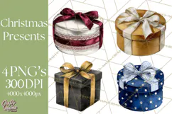 Christmas Presents Clipart PNG, Holiday Gifts Clip Art Product Image 1
