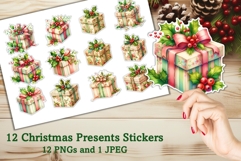 12 Christmas Presents Stickers JPEG and PNGs Product Image 1