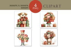 Christmas Presents Watercolor Clipart PNG