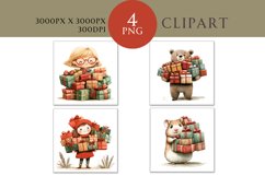Christmas Presents Watercolor Clipart PNG