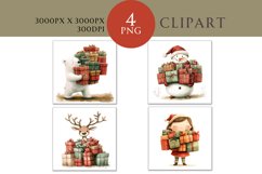 Christmas Presents Watercolor Clipart PNG