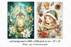 Christmas Card Backgrounds, Watercolor Holiday Scenes, s11 Product Image 3