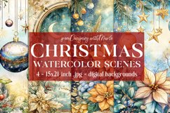 Christmas Card Backgrounds, Watercolor Holiday Scenes, s14 Product Image 1