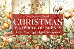 Christmas Card Backgrounds, Watercolor Holiday Scenes, s2 Product Image 1