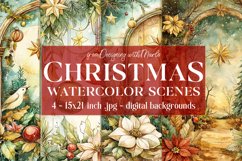 Christmas Card Backgrounds, Watercolor Holiday Scenes, s8 Product Image 1