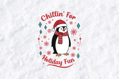 Chillin’ For Holiday Fun Christmas Penguin T-Shirt Design Product Image 3