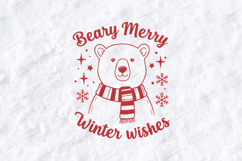 Beary Merry Winter Wishes Christmas T-Shirt Design Product Image 3