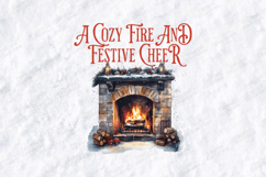 Cozy Fireplace Watercolor SVG | Festive Cheer Sublimation Product Image 1