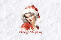 Christmas Woman T-shirt Design, Holiday Vintage Illustration Product Image 3