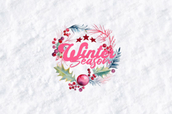 Winter Season Floral Wreath PNG, Christmas Watercolor Sublim Product Image 1