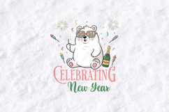 Celebrating New Year Cute Bear Party T Shirt Design Print Product Image 3