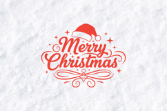 Merry Christmas T-shirt, Holiday Typography with Santa Hat Product Image 3