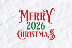 Merry 2026 Christmas T-shirt, Holiday Typography Design Product Image 3