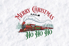 Vintage Merry Christmas Train Ho Ho Ho T Shirt Design Product Image 3