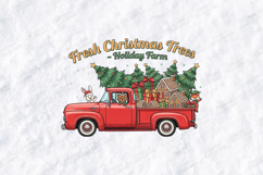 Fresh Christmas Trees Red Truck Holiday T Shirt Design Product Image 3