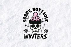 Sorry But I Love Winters Skull SVG, Pink Leopard Beanie PNG Product Image 1
