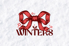 Winters SVG - Red Ribbon Bow Christmas Holly Cut File Product Image 1