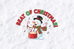 Beat Of Christmas Tshirt Design Snowman Drummer Cute Art Product Image 3