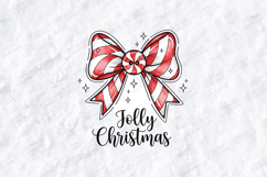 Jolly Christmas Candy Cane Bow Holiday T Shirt Design Product Image 3