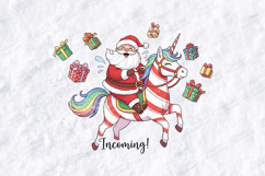 Incoming Santa Unicorn Tshirt Design Christmas Cute Art Product Image 3