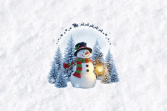 Snowman Lantern Christmas Tshirt Design Winter Holiday Art Product Image 3