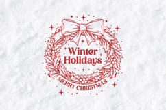 Winter Holidays Merry Christmas Wreath T-Shirt Design Product Image 3
