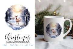Christmas Sublimation Design PNG - Watercolor Deer clipart Product Image 1
