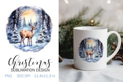 Christmas Sublimation Design PNG - Watercolor Deer clipart Product Image 1