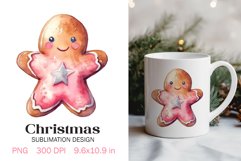 Christmas Sublimation Design PNG - Watercolor Gingerbread Product Image 1