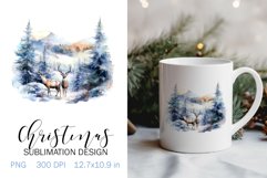 Christmas Sublimation Design PNG - Watercolor Deer clipart Product Image 1