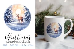 Christmas Sublimation Design PNG - Watercolor Deer clipart Product Image 1