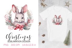 Christmas Sublimation Design PNG - Watercolor Bunny clipart Product Image 1