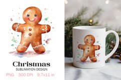 Christmas Sublimation Design PNG - Watercolor Gingerbread Product Image 1