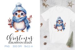 Christmas Sublimation Design PNG - Watercolor Bird clipart Product Image 1