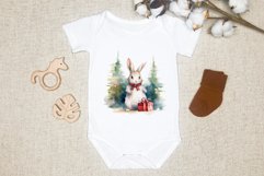 Christmas Sublimation Design PNG - Watercolor Bunny clipart Product Image 2