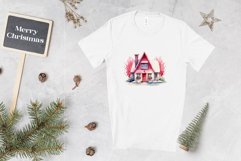 Christmas Sublimation Design PNG - Watercolor Pink Cozy Home Product Image 2