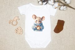 Christmas Sublimation Design PNG - Watercolor Mouse clipart Product Image 2