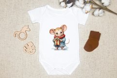 Christmas Sublimation Design PNG - Watercolor Mouse clipart Product Image 2